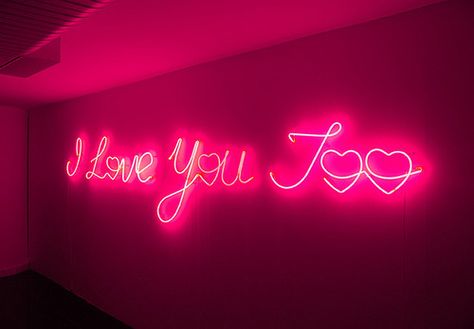 #hotpink #neon #hearts #love #acceptinglackofpunctuation Neon Galaxy, Pink Neon Lights, Neon Quotes, I Love You Too, Neon Words, Love You Too, Neon Nights, Neon Aesthetic, Glitter Wallpaper