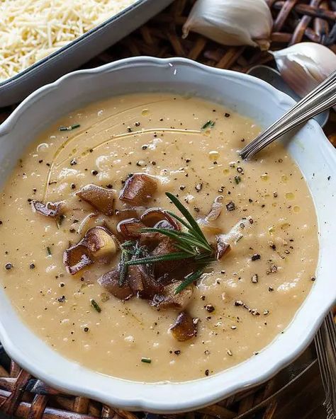 Garlic White Bean Soup, Lobster Cream Sauce, Vegan Cheese Substitute, White Bean Soup Recipes, Dried Rosemary, Vegetable Broth, White Bean Soup, Fool Proof Recipes, Parmigiano Reggiano