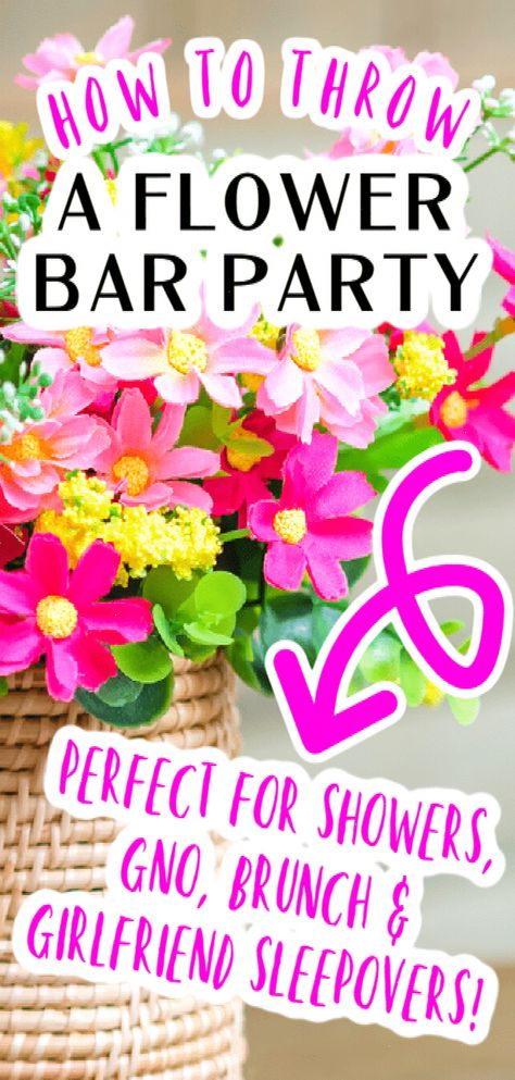 Flower Bar Party (How To Host a DIY Bouquet Bar) #Elevating #DecorInspiration #with #Bar #Floral #DecorTips #HomeIdeas #Events #HouseGoals #Flower #Creativity #Ideas #InteriorInspo Floral Bar Cart, Sleepover Ideas For Adults, Flower Bar Party, Diy Bouquet Bar, Flower Bar Ideas, Make Your Own Bouquet, Bouquet Bar, Flower Workshop, Floral Design Classes