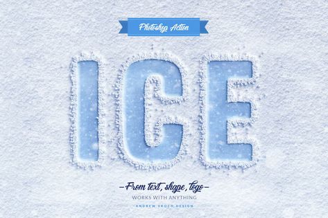 Snow Lettering - Photoshop Action | FREE on Behance Snow Graphic Design, Snow Lettering, Snow Typography, Winter Typography, Snow Font, Snow Logo, Snow Graphic, Xmas Illustration, Winter Poster