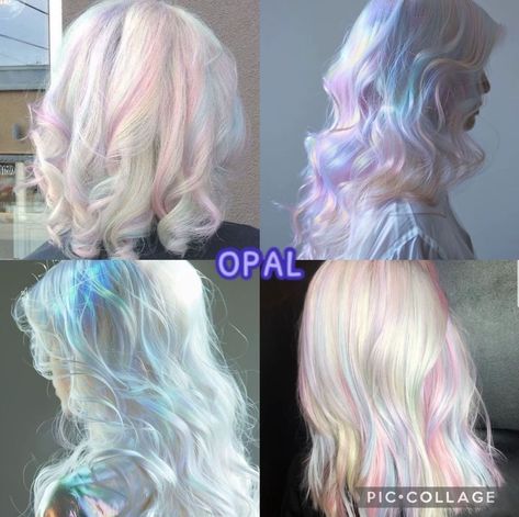 Blonde Hair Color Swatches, Opal Hair Dye, Opal Hair Color, Alternative Haircuts, Hair Color Swatches, Opal Hair, Cotton Candy Hair, Pearl Blonde, Dyed Hair Inspiration