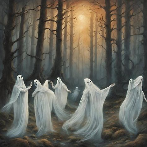 Spectral Soiree: Ghostly Gathering by NebulaShirts | Redbubble Ancient Forest, Stranger Things, Top Artists, Science Poster, Stranger Things Fanart, Sell Your Art, Dancing, Ghost, Forest