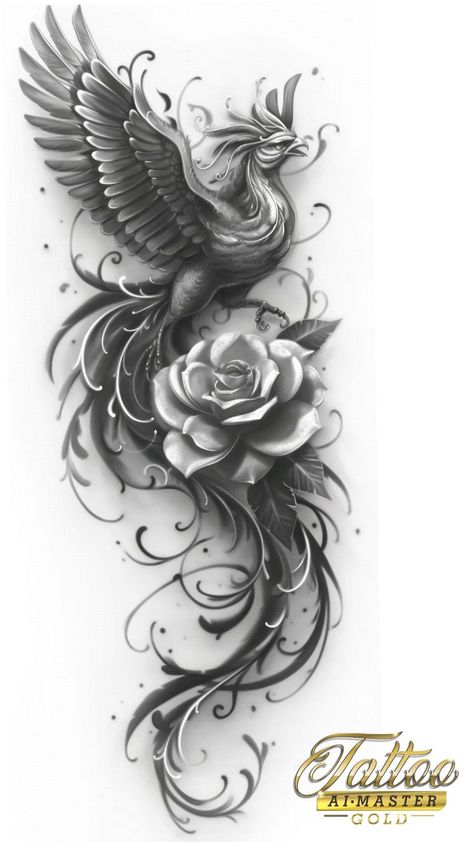 Fenix Tattoo Design, Feniks Tattoo, Phoenix Tattoo Sleeve, Geometric Tattoo Hand, Tato Phoenix, Side Tat, Detailed Tattoos, Fenix Tattoo, Phoenix Tattoo Feminine