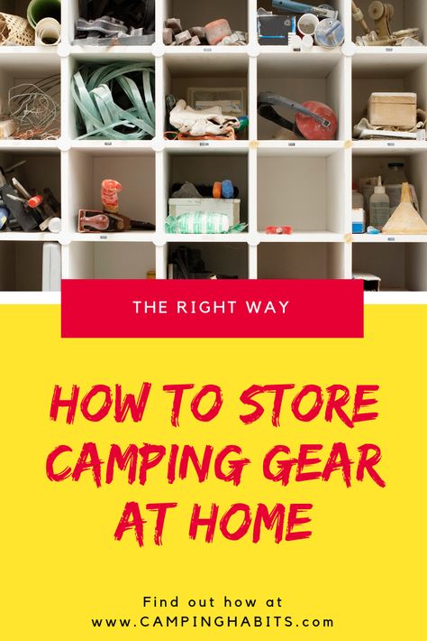 So you’ve just returned from your camping trip, and you have all kinds of gear and camping specific clothing to unpack and put away. But where does it all go? You can store your camping gear in even the smallest of spaces with a few innovative and well-planned storage solutions. You just need to choose the right place in your home and choose a storage system. Storage For Tents, How To Store Camping Gear At Home, Camp Gear Storage, Camping Gear Storage Ideas, Storing Camping Gear At Home, Storing Camping Gear, Store Camping Gear, Gear Room Organization, Camping Equipment Storage