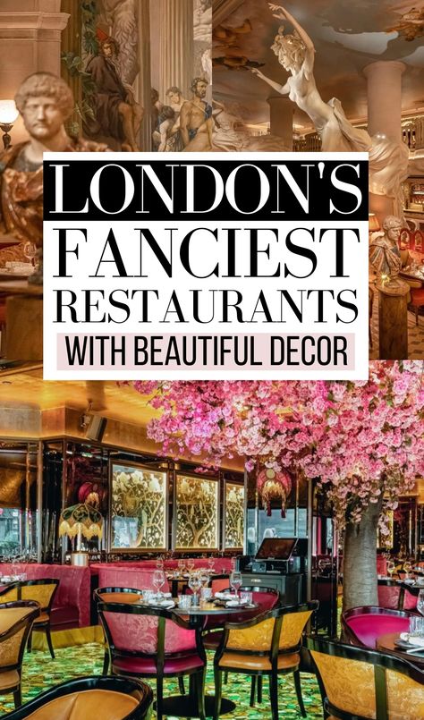 Looking for the most opulent, dramatic, aesthetic restaurants in London with statues and columns? These are all the fancy restaurants in Central London, from Mayfair to Bloomsbury, with beautiful decor and really instagrammable interiors! london food guide | best restaurants in london | fine dining in london | best places to eat in london | best things to do in central london | hidden gems in london | hidden food gems in central london | best restaurants in mayfair | beautiful restaurants london London Restaurants Interior, London Fancy Restaurant, Best Restaurant In London, London Food Guide, London Restaurants Aesthetic, Fancy Restaurant Interior, Fancy Restaurant Aesthetic, London Night Life, Best Restaurants London