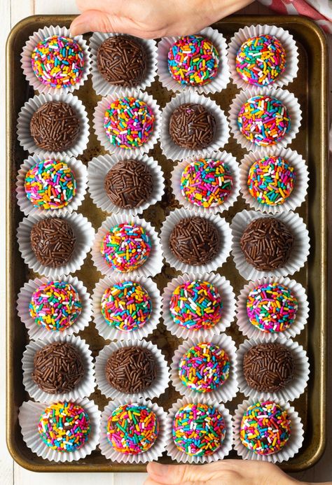 Decadent Brazilian Truffles are easy to make with cocoa powder, sweetened condensed milk, and butter. Creative Easter Desserts, Brazilian Truffles, Graham Balls, Brazilian Brigadeiro, Brigadeiro Recipe, Dessert Truffles, Easy Easter Desserts, A Spicy Perspective, Truffles Recipe