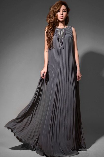 Pleated Fabric Dress, Dress Pakistani, Accordion Pleats, Grey Maxi, Maxi Skirt Dress, Grey Maxi Dress, Stylish Dress Book, Indian Designer Outfits, Diy Dress