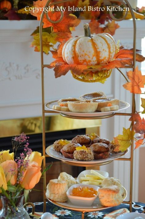 Fall Tea Party, High Tea Recipes, Autumn Tea Party, High Tea Food, Pumpkin Jam, American Thanksgiving, Halloween Tea Party, Bistro Kitchen, Fall Tea