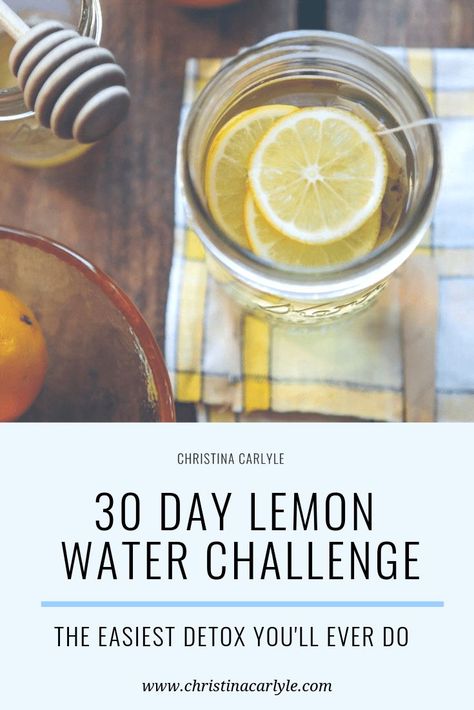 Lemon Water Detox Recipe, Lemon Water Challenge, Lemon Water Recipe, Hot Lemon Water, Cleansing Drinks, Water Challenge, Lemon Diet, Detox Challenge, Drinking Lemon Water