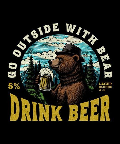 Bear drink beer T-Shirt Design Template Bear Drink, T Shirt Design Template, Design Techniques, Beer Logo, Shirt Graphics, Drink Beer, Drinking Beer, Black Panther, T Shirt Design