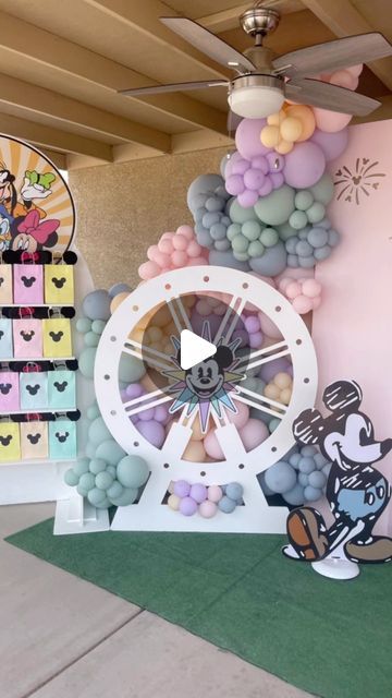 𝐵𝓎 𝒜𝓈𝒽𝓁𝑒𝓎 on Instagram: "Disneyland theme 1st birthday party!   Minnie & Mickey made this party special…  #birthday #birthdaygirl #birthdayparty #1stbirthday #disneyworld #disneyland #disneytheme #disneylandparty #disneydecor #mickeymouse #minniemouse #DisneylandFerriswheel #event #eventplanner #eventdesign #eventdecor #eventstyling #tucsonarizona #tucsonballoons #balloon #balloongarland #balloondecor #balloondecoration #balloonstylist #props #treatstand #disneycharacters #backdrop #backdropdecoration #disneygram" Disneyland Birthday Theme Ideas, Disneyland Birthday Photoshoot, Retro Disney Birthday Party, Disney Balloon Arch, Disneyland Party Centerpieces, Disneyland Backdrop, Disneyland Theme Baby Shower Ideas, Disneyland Baby Shower Theme, Disneyland Baby Shower Ideas