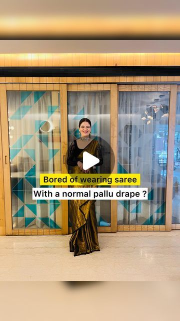 Fusion Saree Draping, Trendy Saree Draping Styles, Saree Drapes Styles Modern, Tissue Saree Styling, Tissue Saree Draping Style, Modern Saree Drape, Sari Styles Modern, Modern Saree Draping Styles, Waterfall Saree Drape