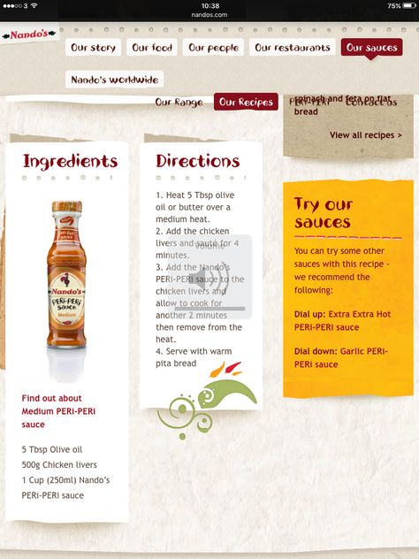 Nandos peri peri chicken livers. I love it when a restaurant share their recipes - after all we're still buying their product/sauce! Peri Peri Chicken Livers Nandos, Peri Peri Livers Recipe, Nandos Peri Peri Sauce Recipe, Nandos Chicken Livers Recipe, Nandos Peri Peri Chicken Recipe, Nandos Recipes, Nandos Chicken Recipe, Peri Peri Chicken Livers, Nandos Peri Peri Chicken