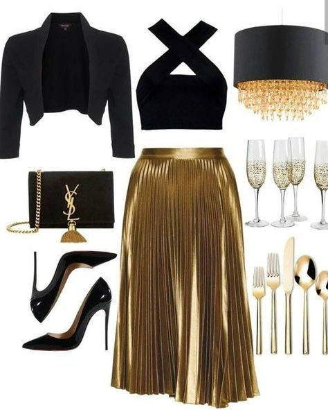 Pink And Gold Outfit Women, Black And Gold Party Outfit, Black And Gold Outfit Classy, Gold Party Outfit, Gold Outfit Ideas, Brunch Outfit Black Woman, Black And Gold Outfit, Black And Gold Party, Casual Brunch Outfit