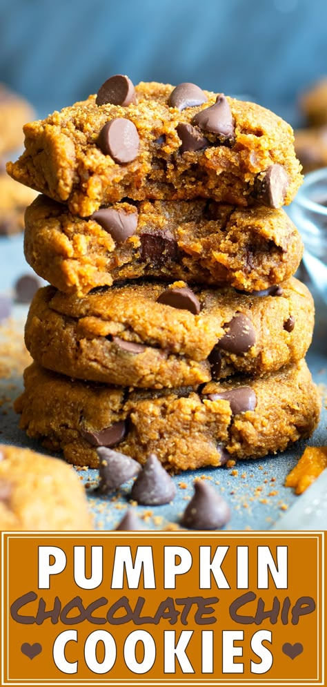 Chocolate Chip Cookies Vegan, Pumpkin Cookie Recipe, Pumpkin Chocolate Chip Cookies, Vegan Coconut, Pumpkin Chocolate Chip, Cookies Vegan, Paleo Chocolate, Pumpkin Chocolate Chips, Paleo Desserts