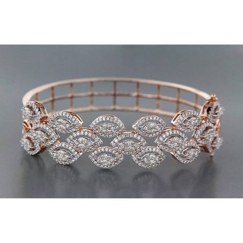 Rose Gold Natural Diamond Bracelet. Bangles Ideas, Jwellary Design, Bridal Diamond Necklace, Diamond Chandelier Earrings, Diamond Bangles, Diamond Bracelet Design, New Gold Jewellery Designs, Diamond Pendants Designs, Gold Jewelry Simple Necklace