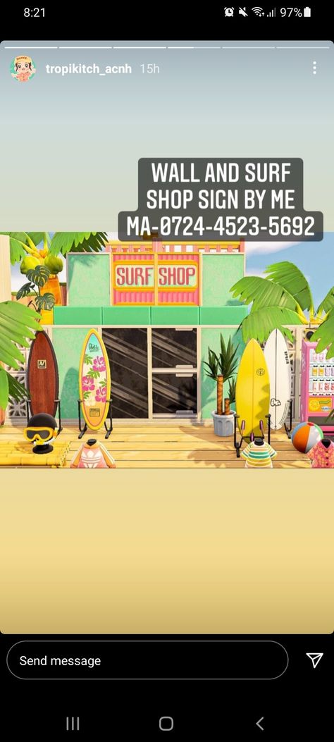 Not my designs but tropikitch_acnh on instagrams! Acnh Surf Shop, Acnh Beach Clothes, Tropical Map, Dino Island, Whimsical Art Journal, Animal Crossing Qr Codes Clothes, Island Theme, Animal Crossing Wild World, Tropical Animals