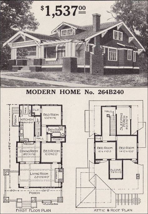 2 Story vintage Craftsman House Plans | Craftsman Style House Plans Sims Exterior, Fancy Homes, Sears Catalog Homes, Flat Pack Homes, Sleeping Porch, Craftsman Bungalow, Bungalow Homes, Vintage House Plans, Craftsman Style House