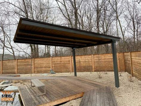 Cantilever Carport, Modern Pool House, Steel Pergola, Custom Mailboxes, Outdoor Structure, Back Porch Ideas Covered Farmhouse, Carport Designs, Back Porch Ideas Covered, Patio Shade