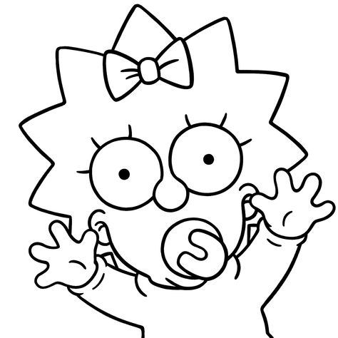 The Simpsons Art Drawings, Drawing Ideas Easy Cartoon Characters, The Simpsons Sketch, How To Draw Ideas, Spongebob Character Drawings, Simson Drawings Easy, The Simpsons Coloring Pages, Character Sketches Cartoon, Maggie Simpson Drawing