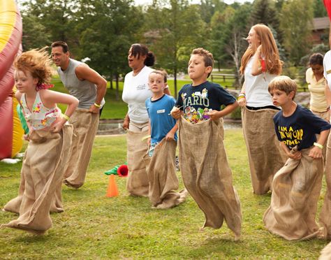 Potato Sack Races, Field Day Games, Family Games Outdoor, Picnic Games, Sack Race, Potato Sack, Reunion Games, Family Reunion Games, Diy Kostüm