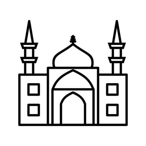 Mosque Outline, Mosque Clipart, Black Icon, Clipart Black And White, Art Images, Vector Art, Vector Free, Clip Art, Black And White