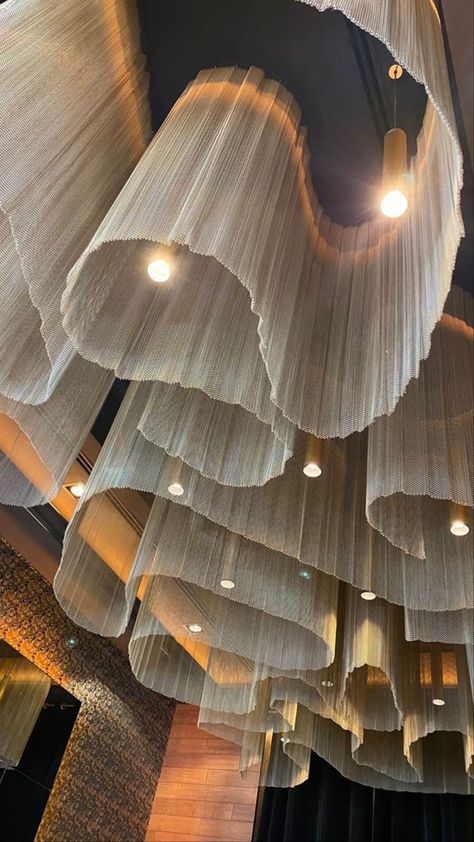 Fabric Ceiling, Diy Lampe, בר מצווה, Ceiling Installation, Cafe Interior Design, Restaurant Interior Design, The Ceiling, Ceiling Decor, Restaurant Interior