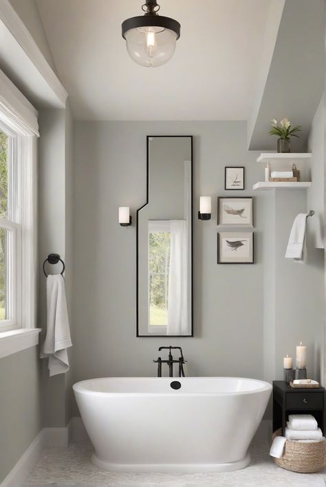 Indulge in the luxurious allure of SW Black Fox (SW 7020) as it transforms your serene bathroom into a refined sanctuary. Discover the daily interior designer routine that will elevate your space! #Ad #homedecor #homedesign #bathroom #Painthome interiorarchitecture best Wall Colors for Bathroom Colors Bright Room Colors best colors combinations bathroom bathroom Remodeling Modern Paint Colors 2024 Black Bathroom Color Schemes, Bathroom With No Windows Paint Colors, Master Bath Color Ideas, Bathroom Paint Colors No Window, Sherwin Williams Peppercorn Bathroom, Cyberspace Sherwin Williams Bathroom, Bathroom Colors For Small Bathrooms, Small Bathroom Paint Colors No Window, Best Paint Color For Small Dark Bathroom