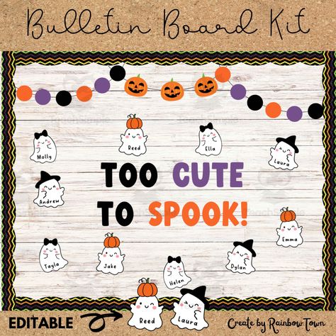 Halloween Bulletin Board or Door Display- 3 PDF files- 1 PPT file for Editable Nametags- Easy to Download and Print- US Letter Size Teacher Halloween Bulletin Boards, Infant October Bulletin Board Ideas, Fall Bulletin Board Ideas For Preschool October, Ghost Bulletin Board Ideas, October Door Decorations, Halloween Boards Bulletin, Halloween Bulletin Boards For Daycare, October Door Decorations Classroom, Halloween Bulletin Boards For Preschool