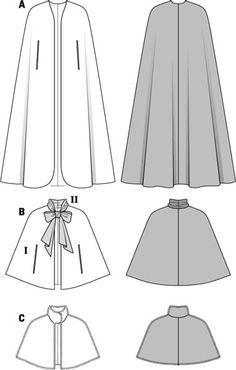 Imagen relacionada Cloak Pattern, Cape Pattern Sewing, Anna Costume, Hood Pattern, Flat Drawings, Cape Pattern, Pattern Knitting, Pattern Ideas, Burda Style