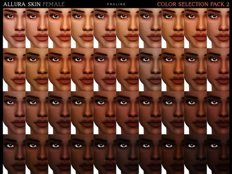 Pralinesims' Allura Skin Color Pack 2 Sims 4 Melanin Skin Pack, The Sims 4 Cc Body Color, Sims 4 Skin Swatches, Sims 4 Black Features, Sims 4 Cc Skintones Black, Sims 4 Cc Skin Swatches, Sims 4 Cc Skin Colour, Sims Cc Skin Colors, Sims4 Cc Skin Details Alpha