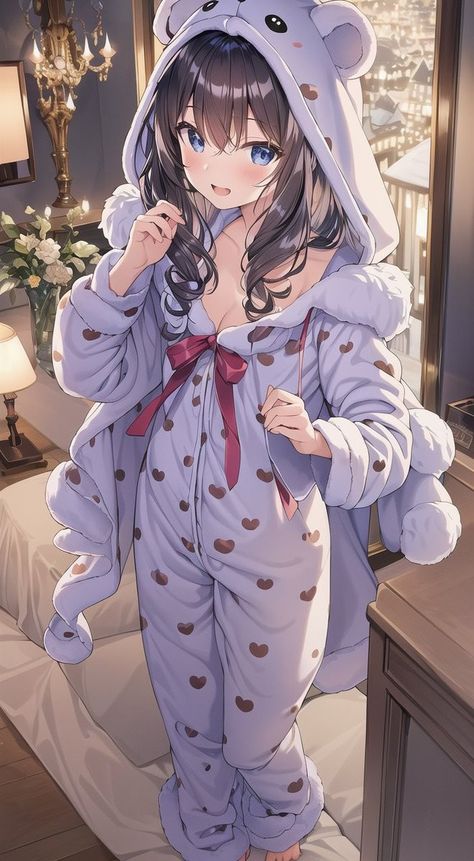 Cute Anime Pajamas, Vtuber Pajamas, Anime Pajamas Drawing, Cute Sleepwear Aesthetic, Pajama Drawing, Sleepwear Aesthetic, Cute Pajama Outfits, Anime Pajamas, Sleep Outfit