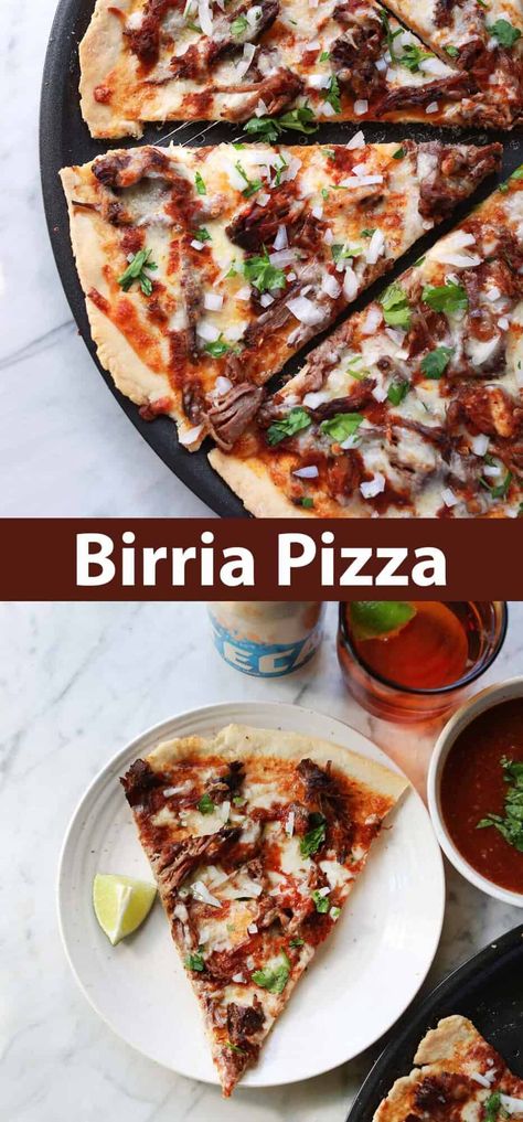 Birria Pizza - A Beautiful Mess Birria Pizza Recipe, Birria Recipes, Birria Pizza, Tik Tok Recipes, Air Fryer Meals, Pizza Recipes Homemade, Beautiful Mess, Recipes Homemade, Pizza Recipes