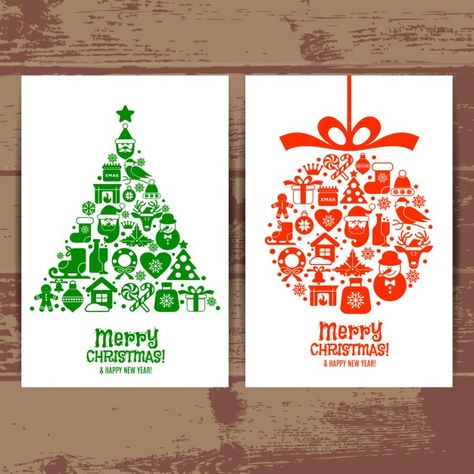 Beautiful cards merry christmas of tree and ball Free Vector Merry Christmas Greeting Cards, Christmas Ecards, Corporate Holiday Cards, Christmas Playlist, Christmas Flyer, Merry Christmas Card Greetings, Navidad Diy, Christmas Packaging, Greeting Card Set