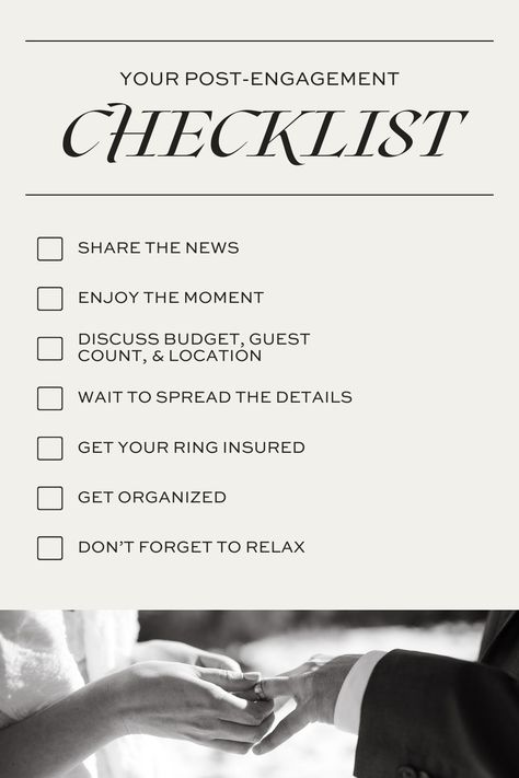 We’ve put together a post-engagement checklist to ensure you start this new chapter on the right foot. Embrace every moment and make the necessary preparations for your dream wedding. Fuld & Co. is full-service luxury wedding planning and design company. Visit our blog to learn more about your post-engagement timeline! Engagement Checklist, Engagement Timeline, Timeline Example, Engaged Now What, Just Got Engaged, Short Engagement, Got Engaged, Wedding Timeline, Planning Process