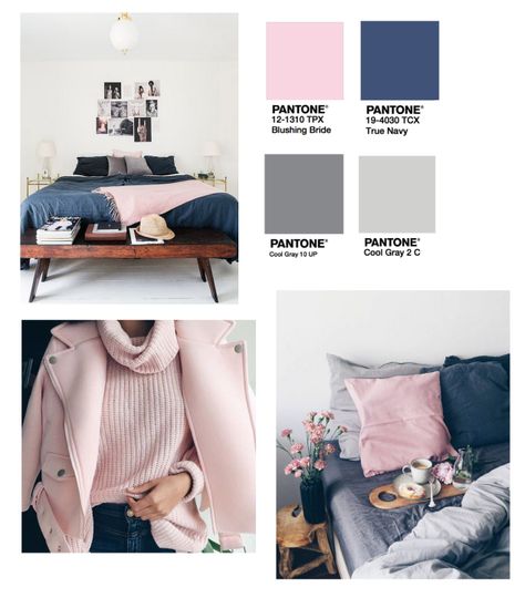 blush tones + grey and navy || Can't Stop Blushing: thepolishedpress.com Grey Navy Pink Living Room, Pink Navy And Grey Bedroom, Navy And Pink Bedroom Master, Navy Blue And Pink Bedroom, Blue And Pink Bedroom, Pink Office Decor, Blue Gray Bedroom, Bedroom Colour Palette, Bedroom Upgrade