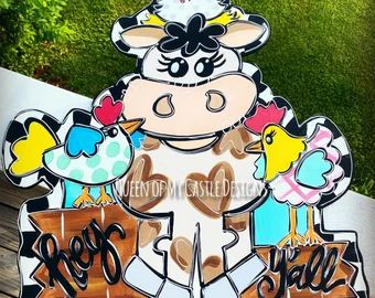 Cow door hangers | Etsy Cow Door Hanger, Mr Peacock, Farmhouse Door Hanger, Cow Wreath, Patriotic Door Hanger, Wood Door Hanger, Farmhouse Door, Usa Decor, Farmhouse Doors