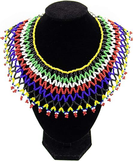 Amazon.com: AUEAR, Colorful Beaded Bib Necklace Maasai Necklace South African Necklace African Necklace for Women Girls Sister Best Gift: Clothing, Shoes & Jewelry Jewelry Recommendations, Beaded Bib Necklace, Girls Sister, African Necklace, Maasai, Beading Jewelry, Bib Necklace, Jewelry Diy, Necklace For Women