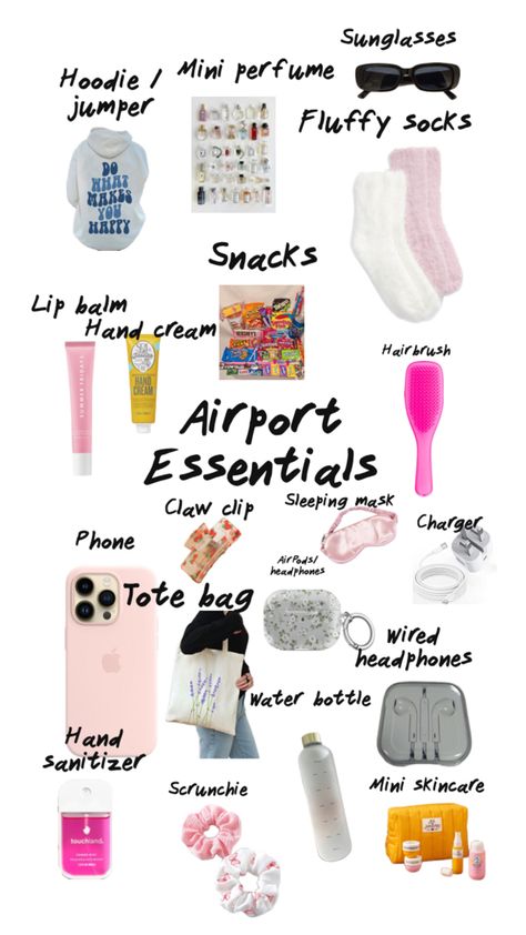 These airport essentials are actually essentials that u would need on a airplane and they are so useful trust me Airport Backpack Essentials, What To Pack For The Airport, Airplane Bag Essentials, Traveling Essentials Airplane, Airport Packing, Airport Packing Lists, Airport Travel Needs, Travel Bag Essentials Airplane, Airplane Packing List