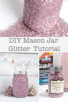 Glitter Mason Jars, Diy Hanging Shelves, Diy Mason Jar, Mason Jar Projects, Diy Glitter, Jar Decor, Diy Jar Crafts, Wine Bottle Diy Crafts, Mason Jar Crafts Diy