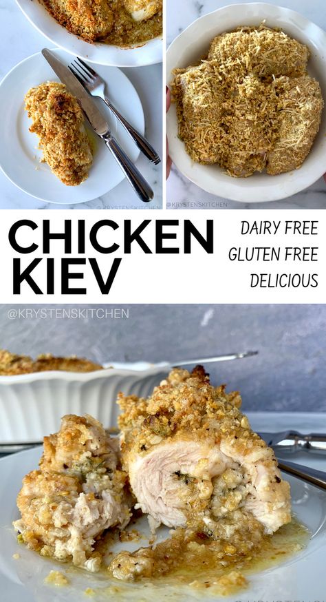 Chicken Kiev Recipe, Celiac Recipes, Russian Dishes, Chicken Kiev, Spiralizer Recipes, Butter Cheese, Gluten Free Dinner, Herb Butter, Gluten Free Chicken