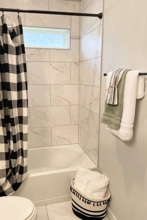 Bathroom Towel Ideas Display Hanging, Farmhouse Bathroom Towels, Original Farmhouse, Boy Bathroom, Fold Towels, Ladder Shelves, Bathroom Towel Storage, Storage Inspiration, Bathroom Necessities