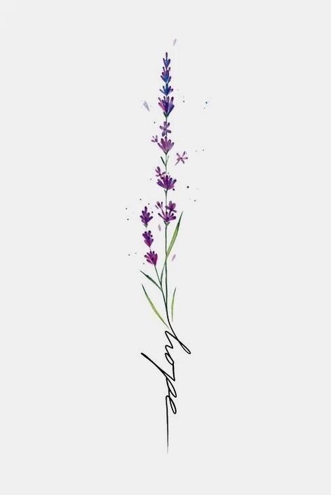 Spine Tattoos Lavender, Flower Writing Tattoo, Lavender Spine Tattoo, Line Lavender Tattoo, Lavender And Orchid Tattoo, Simplistic Lavender Tattoo, Single Line Lavender Tattoo, Lavender Flower Tattoo, Sprig Of Lavender Tattoo Simple