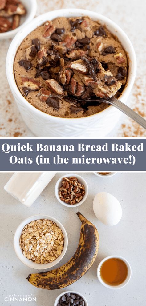 Baked Oatmeal Recipes Microwave, Baked Rolled Oats Recipe, Baked Oats Banana Bread, Blender Baked Oats, Microwave Oats, Microwave Banana Bread, Quick Banana Bread, Blended Oats, Banana Bread Baked Oatmeal