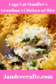 Copycat Stouffers Grandma's Chicken and Rice Stouffers Chicken And Rice Bake, Stouffers Copycat Recipes, Grandma's Chicken And Rice Casserole, Grandmas Chicken And Rice Bake, Ritz Chicken, Rice Bake Recipes, Chicken Taco Bowls, Dorito Chicken, Rice Bake