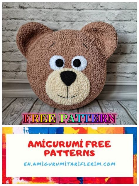 Animal Pillows Pattern, Bear Amigurumi Free Pattern, Crochet Cushion Covers, Mouse Amigurumi, Crochet Pillow Patterns Free, Crochet Cushion Pattern, Cushion Cover Pattern, Crochet Pig, Bear Amigurumi