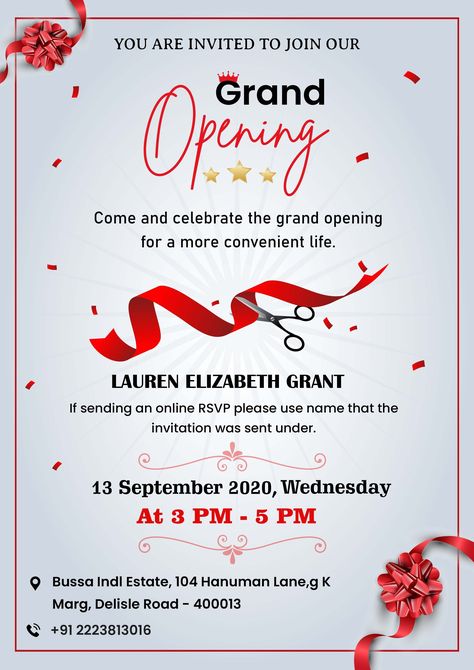 Opening Ceremony Opening Ceremony Invitation Card Design, Opening Ceremony Invitation Card, Shop Opening Invitation Card, Ceremony Invitation Card, Opening Invitation, Grand Opening Invitations, Invitation Card Maker, Graduation Photo Frame, Open House Invitation