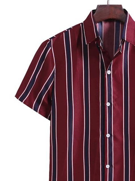 Masc Lesbian, Striped Shirts, Men's Outfits, Men Shirts, The Men, Vertical Stripes, Shein Style, Summer Shirts, Button Up Shirt