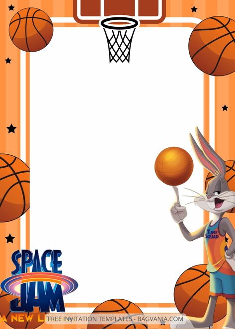 Basketball Theme Invitation Templates, Basketball Party Invitations Free, Basketball Birthday Invitations Free, Basketball Invitations Birthday, Basketball Birthday Party Invitations, Ball Theme Party, Space Jam Theme, Basketball Theme Birthday, Basketball Birthday Invitations