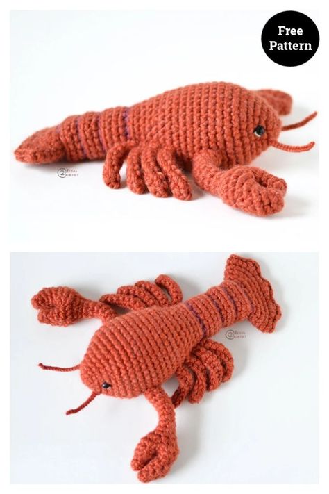 Esther the Lobster Free Crochet Pattern Oyster Crochet Pattern Free, Crochet Crawfish Pattern Free, Lobster Crochet Pattern Free, Crochet Lobster Pattern Free, Crochet Lobster Pattern, Crochet Shrimp Free Pattern, Crochet Fish Pattern Free, Crochet Aquarium, Newborn Crochet Patterns Free